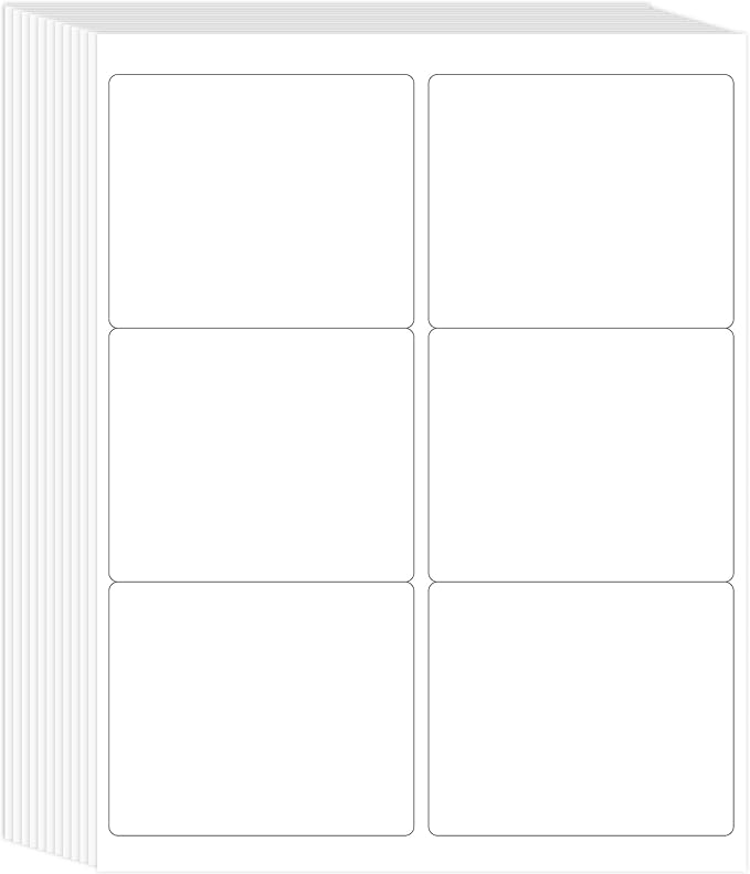 L LIKED 3-1/3" x 4" Printable White Sticker Labels, 300 Labels for Laser/Inkjet Printing - Matte (300 Labels, 50 Sheets)-DeskLoop Office
