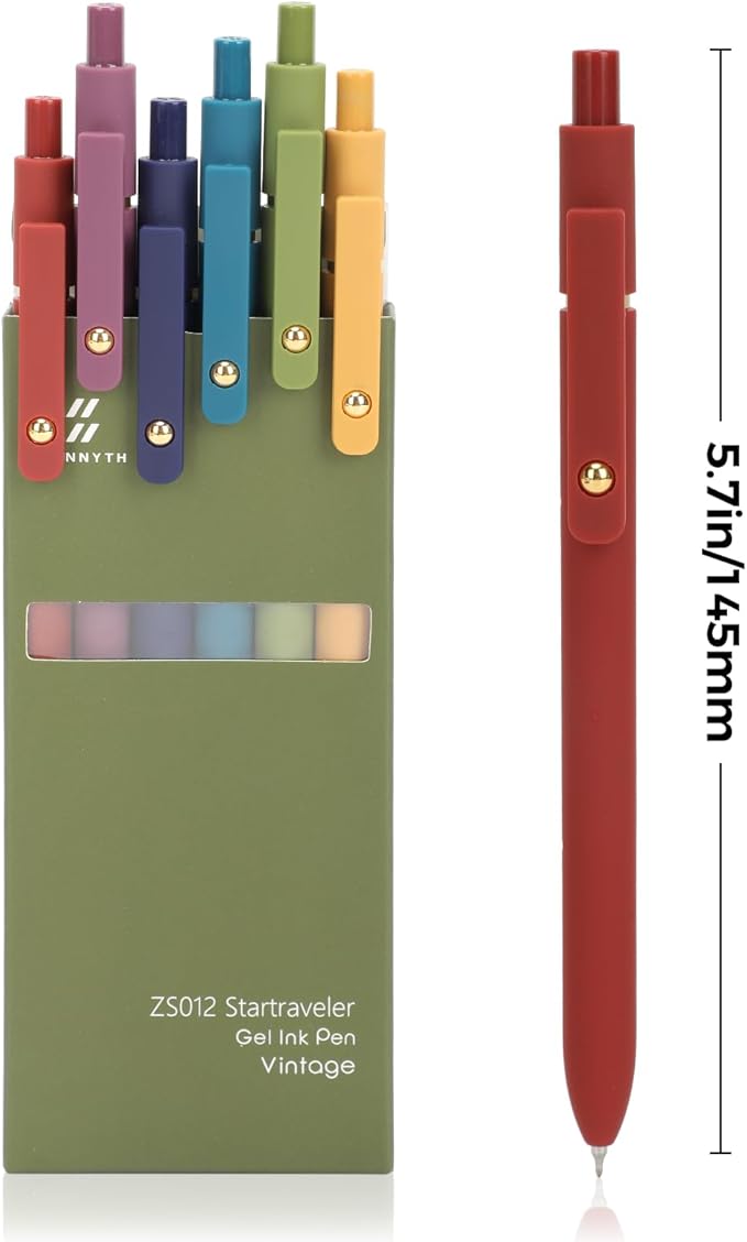 Ddaowanx Gel Pens, 6 Pcs 0.5mm Quick Dry Black Ink Pens Fine Point Smooth Writing Pens, Office Desk Accessories for Women(6 Pcs Vintage-Black Ink)-DeskLoop Office