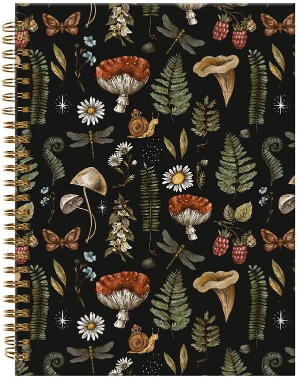 Spiral Journal Notebook,A5 Hardcover Lined Journals for Women Girl 6 x 8.3 in,120 Pages Thick Paper,Cute College Ruled Writing Notebook for Gifts Office Work School(Mushroom Forest Plant)-DeskLoop Office
