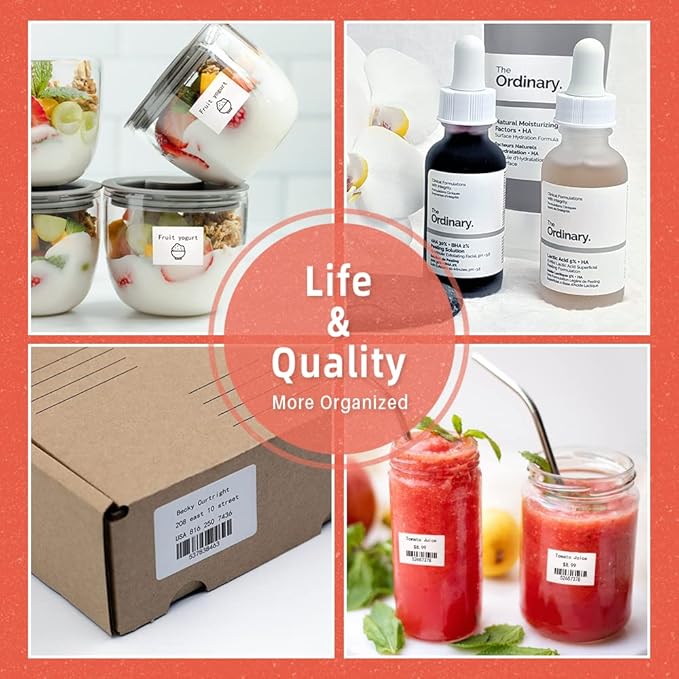 690 pcs Phomemo Thermal Sticker Label, Multi-Purpose Self-Adhesive Tag for M110, M220, M108, M250, M260, M120, M200, M221, M150 Label Maker Machine, 1.96'' x1.18'' (50x30mm), Black on White-DeskLoop Office