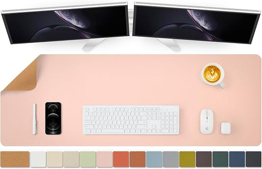 Large Cork Desk Mat - 47.2"x 17" Desk Pad for Office and Home - Ideal for Large Mouse Pad and Desk Mats on Top of Desks(Pink)-DeskLoop Office