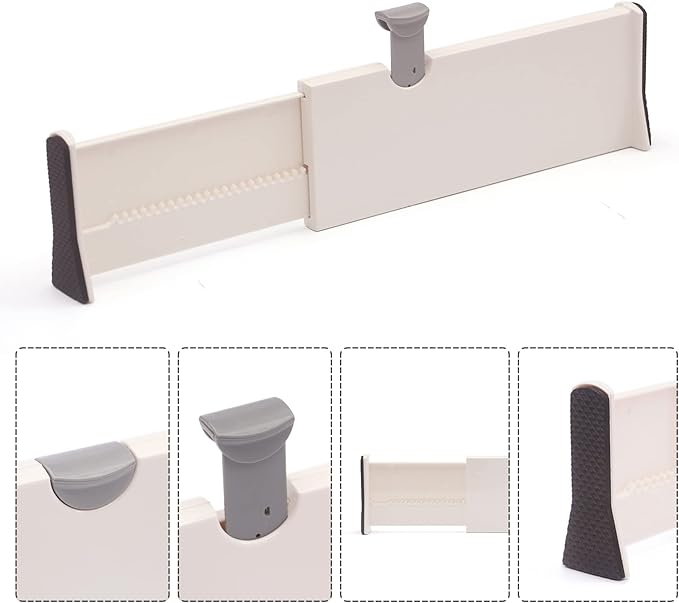 Set of 8 Adjustable Drawer Dividers Organizer Separators Plastic Dresser Organizer for Bedroom, Bathroom, Closet, Office Desk, Kitchen Storage-DeskLoop Office