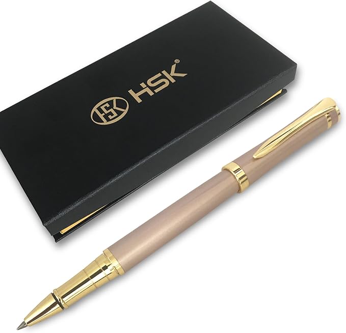 HSK Luxury Ballpoint Pens gift Pen Black Refill Line width 0.5mm,Best Ball Pen Gift Set for Men & Women Professional Executive,Office,Nice Pens Classy Gift Box (Gold)-DeskLoop Office