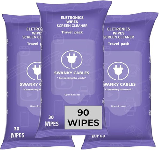 Swanky Wipes: Screen Cleaner Wipes - Electronics, Computer, TV, Laptop Monitor & Lens Cleaner, Travel Size Cleaning Wipes for Home, Office & On-the-Go, Includes Microfiber Cloth - Soft Wipes, 90 Count-DeskLoop Office