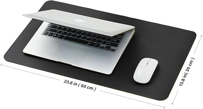 Cork Desk Mat - Small Dual-Sided Desk Pad for Office and Home - Desk Organization and Accessories - Ideal for Large Mouse Pad and Small Desk Mats on Top of Desks(Black,23.6"x 13.8")-DeskLoop Office
