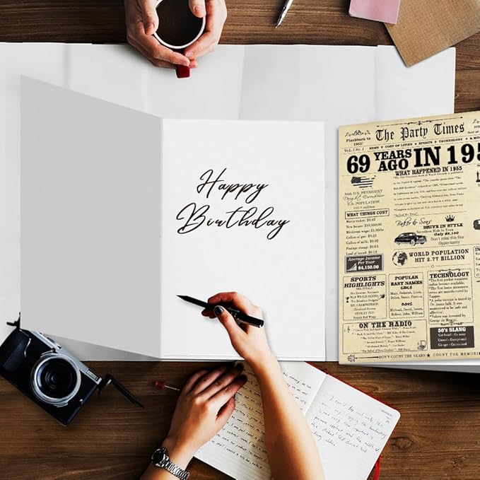 Large 69th Birthday Card Gifts for Women Men,Happy 69 Year Old Birthday Decorations Gifts Card for Husband Wife, Anniversary Wedding Gifts for Mom Dad,Back in 1955 Birthday Gift