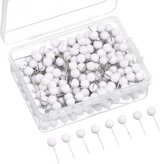 Map Tacks Push Pins Small Size 300 Packs (White, 1/5 Inch)-DeskLoop Office