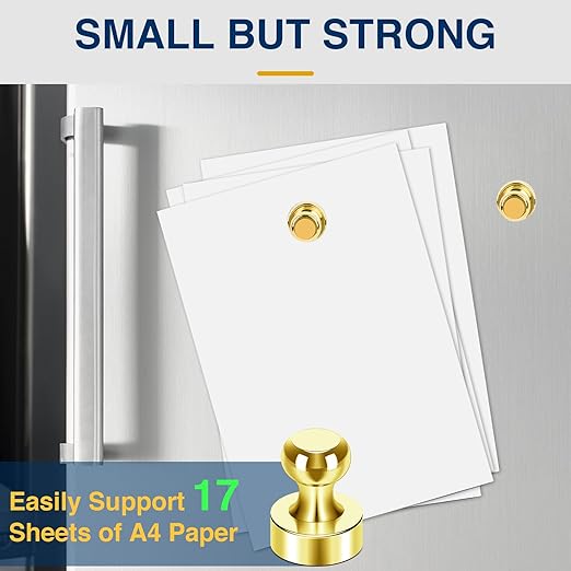 MIKEDE Fridge Magnets - 15 Pcs Gold Neodymium Push Pins for Whiteboard, Office, School & Classroom-DeskLoop Office