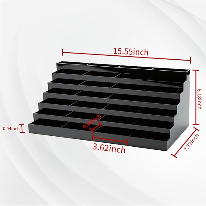 Acrylic Business Card Holder for Desk Multiple Business Card Holders 28 Slot 7 Tier Large Business Card Organizer Business Card Display Rack Black Plastic Business Card Stand for Home Office-DeskLoop Office