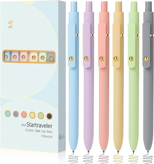 FIOVER Colored Pens, 6 Pack Colorful Gel Pens, Quick-Dry 0.7mm Medium Point for Journaling, Note Taking, Doodling, Aesthetic Office School Supplies, Gifts for Women Men(Multiple Colors)-DeskLoop Office
