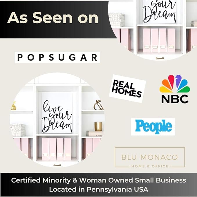 BLU MONACO Set of 6 Foldable Pink Magazine Holder with Gold Label Holders – Cute Stylish Magazine Storage for Shelves, and Closets – Book Bins, File Desk Organizer, and Document Storage-DeskLoop Office