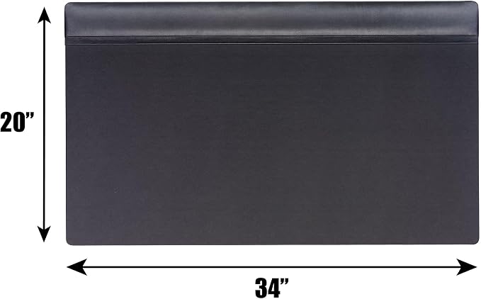 Dacasso Black Leather 34" X 20" Top-Rail Desk Pad - Image 3