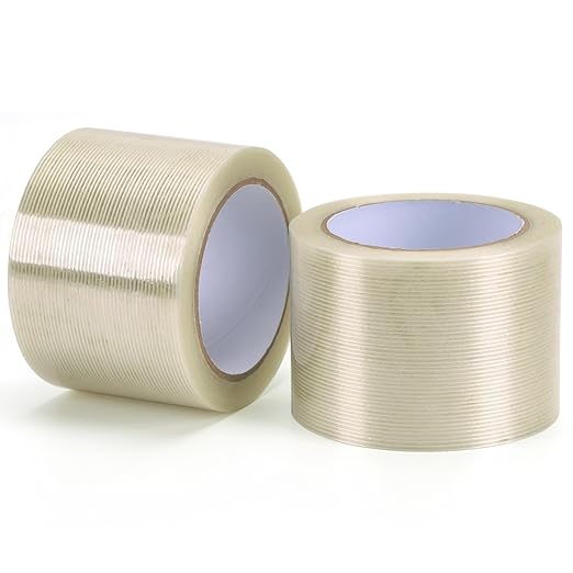 Strapping Tape 3 inch, Heavy Duty Shipping Packing Tape, Clear Filaments Run Lengthwise, Waterproof, Fiberglass Reinforced Packing Tape-DeskLoop Office
