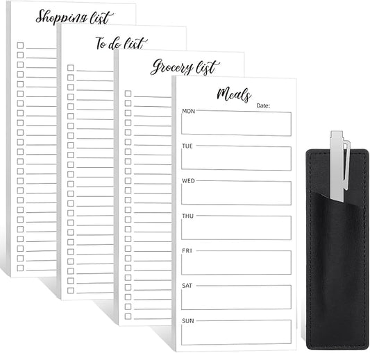 4 Pack Magnetic Note Pad for Fridge with Pen Holder, Totally 200 Sheets Magnetic To Do List, Grocery List, Shopping List, Meals Pads for Refrigerator-DeskLoop Office