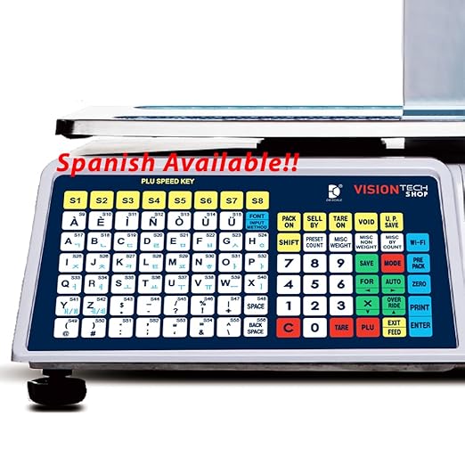VisionTechShop DLP-300 Label Printing Scale Pole Display, 30/60lbs Capacity, 0.01/0.02lbs, NTEP Legal for Trade with a Free 1 case CAS LST-8010 UPC Label, 58 x 40mm-DeskLoop Office