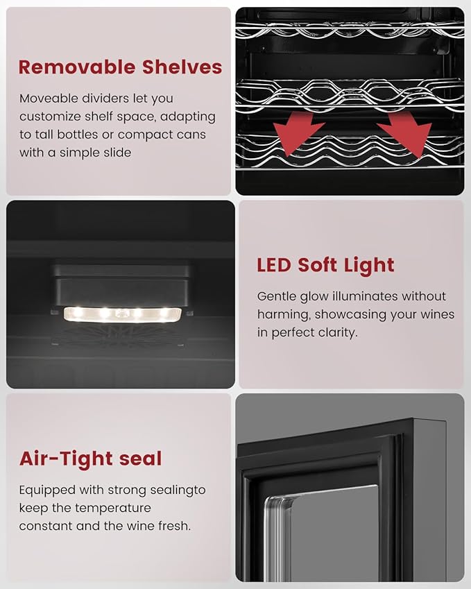 4.5 Cu.Ft Wine Cooler Refrigerator - 45 Bottle Wine Fridge with Glass Door for Beer Soda Water Drink, Small Wine Cellar Beverage Refrigerator for Bedroom Home Office Bar Dorm, Black-DeskLoop Office