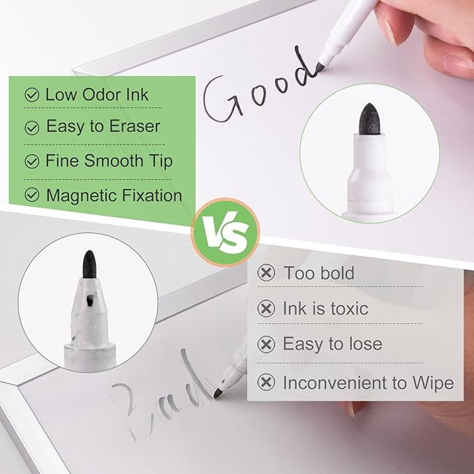 200 Pcs Black Magnetic Dry Erase Markers with Eraser Cap, White Board Mini Dry erase Markers Bulk, Fine Point Tip Student White Board Markers for Teachers Office School Supplies-DeskLoop Office