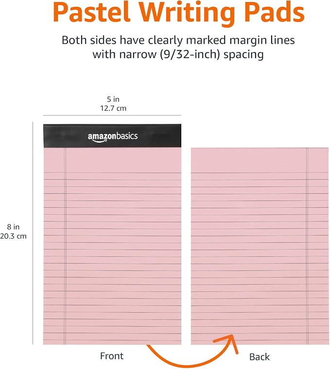 Amazon Basics Narrow Ruled 5-Inch by 8-Inch Lined Writing Note Pads - Image 6
