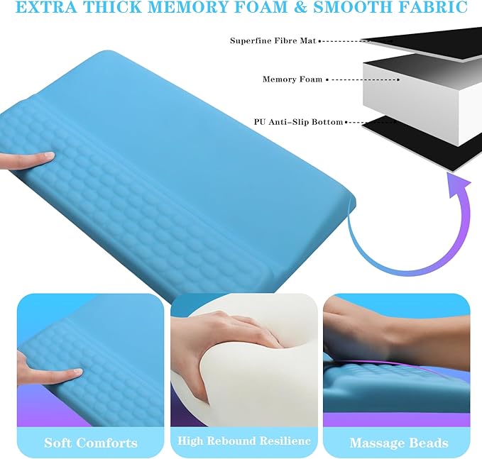 Computer Keyboard Stand with Wrist Rest, Ergonomic Tilted Keyboard Holder - Keyboard Riser with Wrist Pad - Keyboard Tray Support for Office Home - Blue-DeskLoop Office