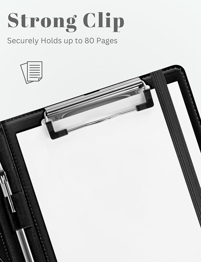Small Clipboard Junior Padfolio Folio 7 x 9 Writing Pad Refillable, Mymazn Faux - Image 6