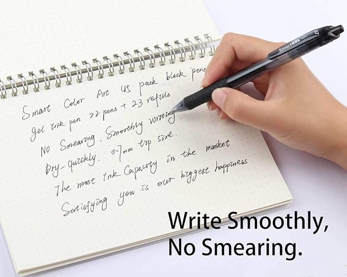 Smart Color Art 45 Pack Black Gel Pens, Retractable Medium Point Gel Ink Pens, Smooth Writing, Comfort Grip, Unisex-DeskLoop Office