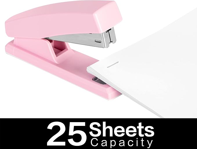Deli Stapler, Desktop Staplers with 640 Staples, Office Stapler, 25 Sheet Capacity, Pink-DeskLoop Office