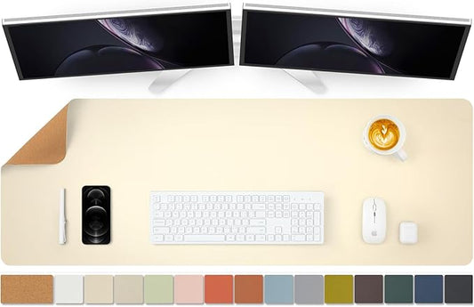 Large Cork Desk Mat - 47.2"x 17" Desk Pad for Office and Home - Ideal for Large Mouse Pad and Desk Mats on Top of Desks(Beige)-DeskLoop Office
