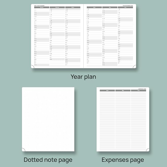 POPRUN Planner 2025-2026 (Large - 8.5'' x 10.5'') Academic Weekly Calendar (July 2025 - June 2026) with Hourly Time Slots, Monthly Tabs, 100GSM Thick Papers, Leather Soft Cover - Black-DeskLoop Office