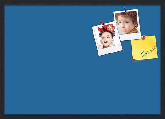 PinPix 34x24 Inch Cork Bulletin Board. This Decorative Framed Pin Board Comes with Navy Pastel Design and a Satin Black Frame. Ideal for Home Office Decor or Message Board (PinPix-1811)-DeskLoop Office