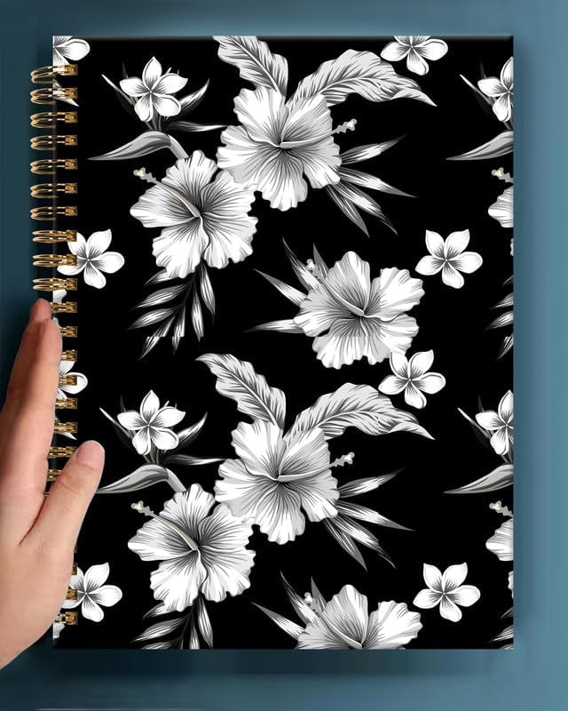Spiral Journal Notebook,A5 Hardcover Lined Journals for Women Girl 6 x 8.3 in,120 Pages Thick Paper,Cute College Ruled Writing Notebook for Gifts Office Work School(Tropical Hibiscus Flower)-DeskLoop Office