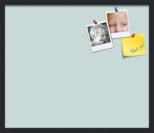 PinPix 28x24 Inch Cork Bulletin Board. This Decorative Framed Pin Board Comes with Soft Blue Design and a Satin Black Frame. Ideal for Home Office Decor or Message Board (PinPix-1814)-DeskLoop Office