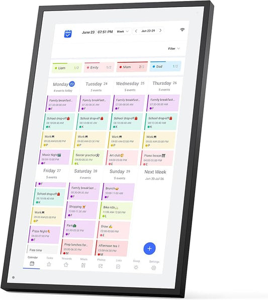 LOOFII 21.5" Smart Digital Calendar – 1920×1080 Full HD Touchscreen Family Planner & Calendar with Chore Chart & Meal Planner, Wall-Mountable (Black White)-DeskLoop Office