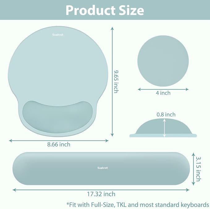 Sushret Mouse Pad and Keyboard Wrist Rest, 3-in-1 Gel Memory Foam Ergonomic - Image 7