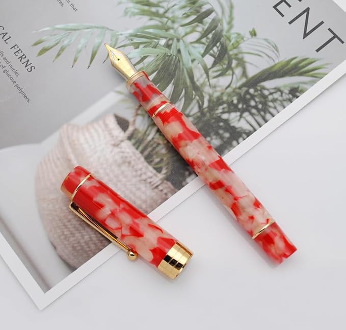 JINHAO 100 Fountain Pen with Ink Converter (Medium Nib 0.7mm, Red White Koi)-DeskLoop Office