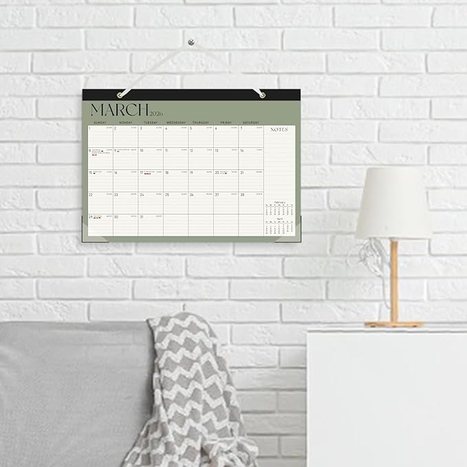 Calendar 2025-2026, Monthly Desktop Large Calendar (July 2025 - December 2026) Desk Wall Planner for Family Office Teacher School, 17" x 12" Green-DeskLoop Office