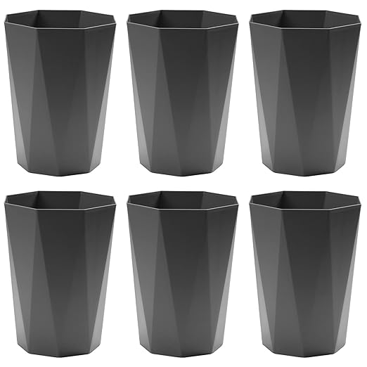 12L Trash Can Wastebasket Plastic Trash Bin Garbage Container Rubbish Can Paper Basket Office Organizer for Bedroom Home Office, 6 Grey-DeskLoop Office