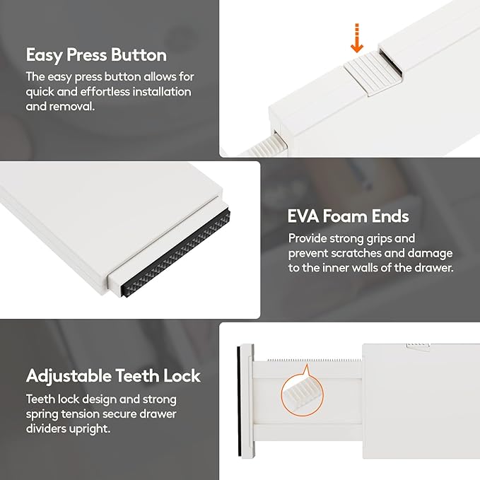 Lifewit 20 Pack Drawer Dividers 4" High, 11-17" Adjustable Dresser Drawer Organizers for Clothes, Expandable Dresser Separators in Bedroom/Bathroom/Kitchen/Vanity/Office Organization and Storage,Beige-DeskLoop Office