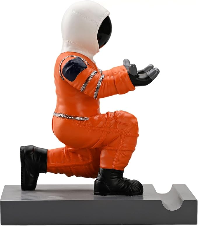 Astronaut Resin Pen Holder, Mobile Phone Stand, Device Stand, Desk Organizer Decorative Pen Holder (Orange&Black)-DeskLoop Office