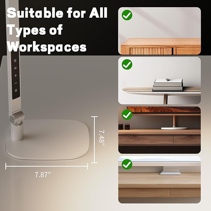 LED Desk Lamp for Home Office, Desk Light for Video Call, 3 Color Temperature 10 Brightness Computer Light, Dimmable Led Desk Light with Memory & Timer Func, Metal Swing Arm Architect Desk Lamp White-DeskLoop Office