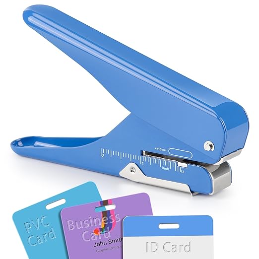 Handheld Badge Slot Hole Punch: Imlike Card Punch with Garbage Collector, Slot Puncher for PVC ID Card, Business Card, Name Tag and Luggage tag, 19/32" x 5/32" Hole, All Metal Construction-DeskLoop Office