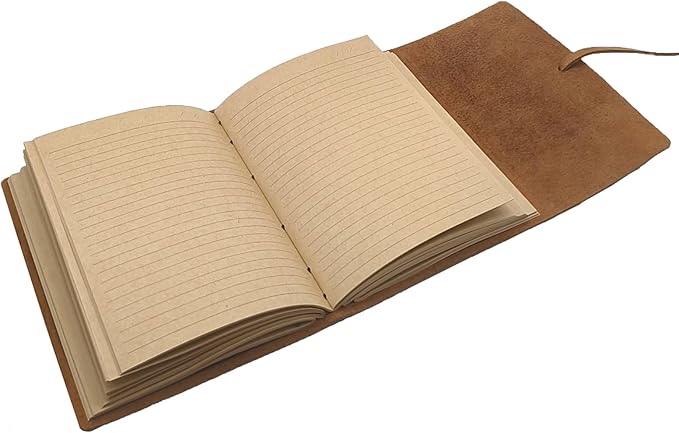 Brown Notebook Journal - Best Genuine Cool Leather Journals for writers Small Size Diary 5.5x7.5 Inch, Notepad For Man and Women, Gifts,Work,Traveler,Personal-DeskLoop Office