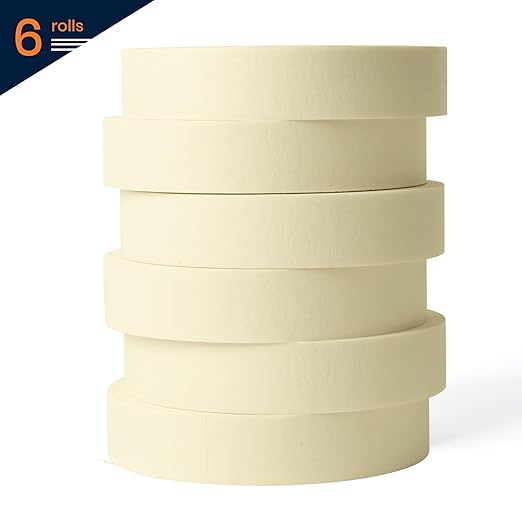 General Purpose Masking Tape 0.94 Inches x 60 Yards, Beige White Painters Tape for Painting, Labeling, DIY Arts Crafts, Home Office School Projects, 6 Rolls-DeskLoop Office