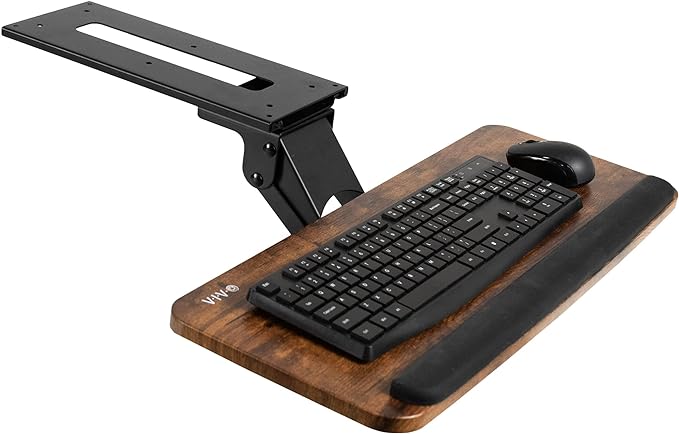 VIVO Adjustable Computer Keyboard and Mouse Platform Tray, Ergonomic Under Table Desk Mount Drawer Underdesk Shelf, Rustic Vintage Brown, MOUNT-KB03N-DeskLoop Office