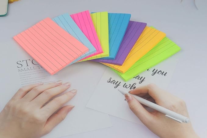 8 Pads Lined Sticky Notes 3x5 in Post, 8 Colors Self Sticky Notes Pad Its - Image 6
