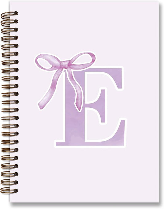 foedor Coquette Trendy Preppy Purple Bow Spiral Notebook,Initial E Journal Personalized Teen Girl Gifts,Monogrammed Gifts for Women Teen Girl,College Ruled Hardcover Spiral Notebook(purple)-DeskLoop Office