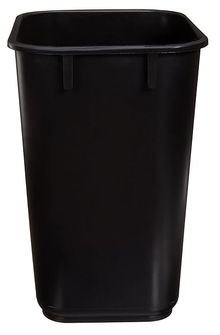 Amazon Basics Small Trash Can, Rectangular Commercial Office Wastebasket, 3 Gallon (Pack Of 2), Black (Previously AmazonCommercial brand)-DeskLoop Office