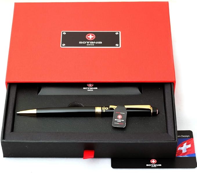 Free Engraving Swiss Expert Roller Ballpen, Ballpoint pen, Refillable Pens, Retractable Medium Refill Pen Black Ink, Personalized Gifts for Men and Women, Classy Gift Box-DeskLoop Office