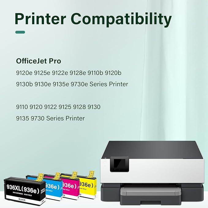 936XL 936 9125e Ink Cartridges Combo Pack: Replacement for HP 936e 936 Ink Cartridges for HP Printers OfficeJet Pro 9125e 9120e 9730e 9130 9135e 9122e 9128e 9110b 9120b 9130b 9130e-DeskLoop Office