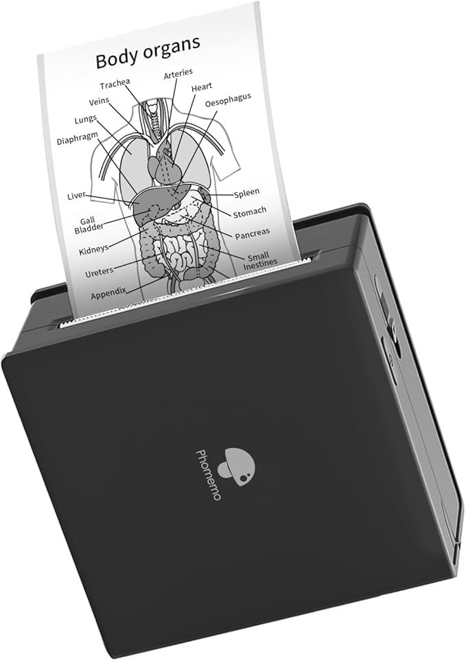 Phomemo Mini Sticker Printer- Mini Printer Sticker Maker Machine M02, Print Pods Suitable for Creative DIY, Diaries, Photos, Study Notes, Portable Thermal Inkless Label Maker for Home/Travel, Black-DeskLoop Office