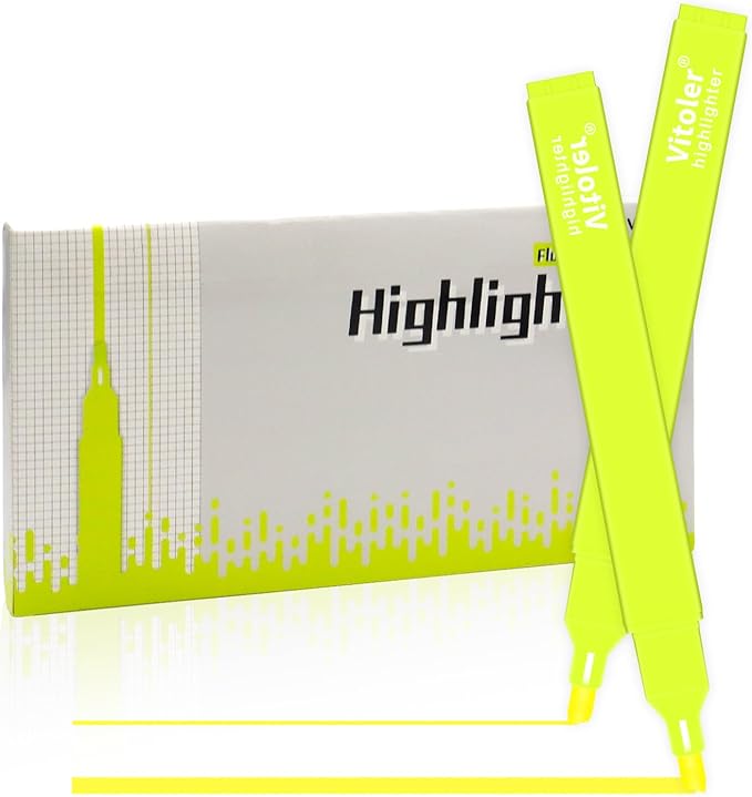 Vitoler Fluorescent Yellow Highlighters,20 Pack Bright Color Chisel tip Highlighters for Adults Kids in the Home School Office-DeskLoop Office